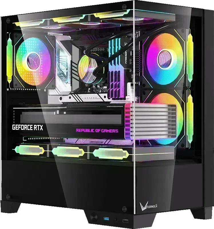 Корпус Formula Crystal Z1M Plus FR черный без БП mATX 9x120mm 1xUSB3.0 audio bott PSU