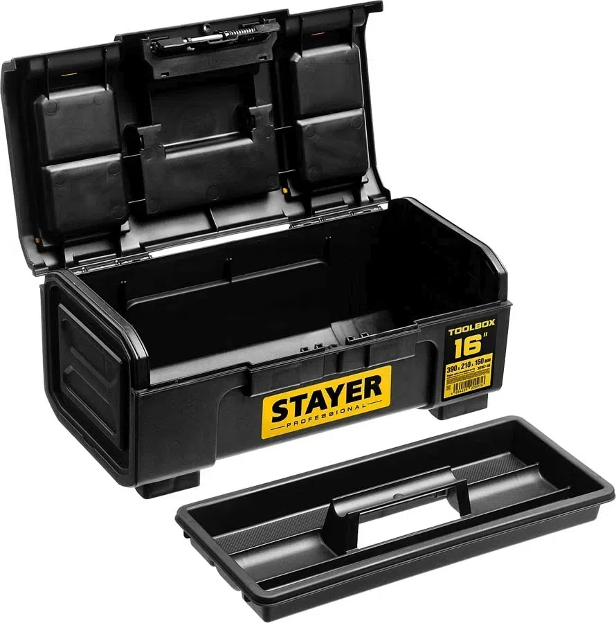 Ящик для инструментов Stayer Professional 38167-16 13л 1отд. черный/желтый