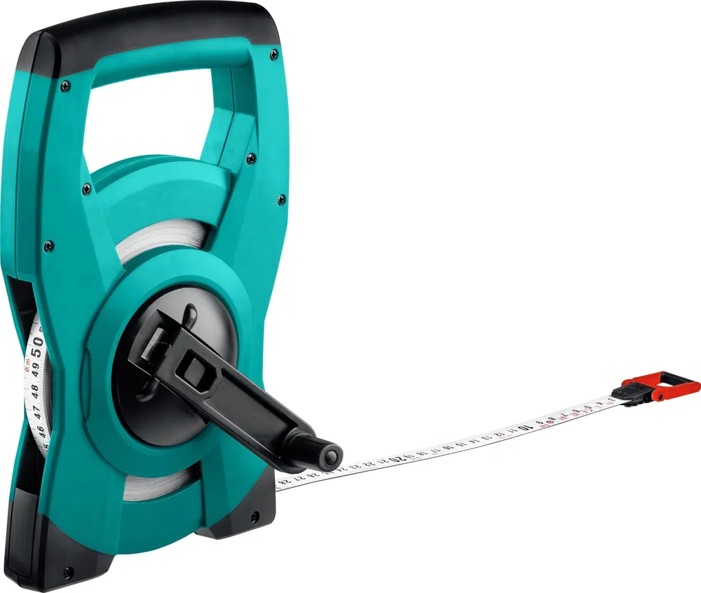 Лента мерная геодезическая Kraftool 34185-100 дл.полотна 100м изм.шкала в см зацеп простой зеленый