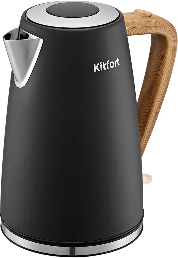 Чайник электрический Kitfort КТ-6792 1.7л. 2200Вт черный/дерево корпус: металл/пластик