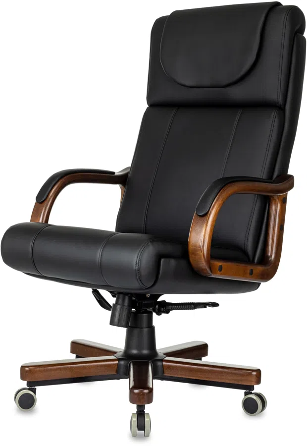 Кресло руководителя Бюрократ T-9933Walnut черный экокожа крестов. металл/дерево