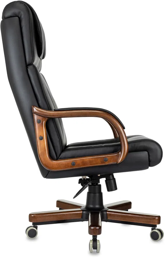 Кресло руководителя Бюрократ T-9933Walnut черный экокожа крестов. металл/дерево