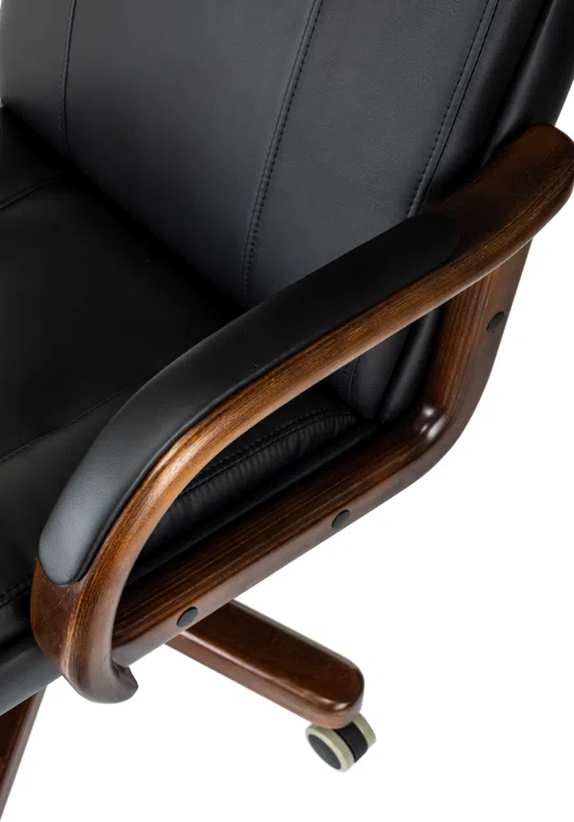 Кресло руководителя Бюрократ T-9933Walnut черный экокожа крестов. металл/дерево