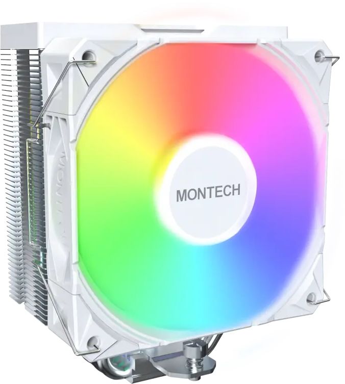 Устройство охлаждения(кулер) Montech NX400 ARGB Soc-AM5/AM4/1200/1700/1851 белый 4-pin 34.17dB Al+Cu 220W 874gr Ret (NX400ARGBWH)