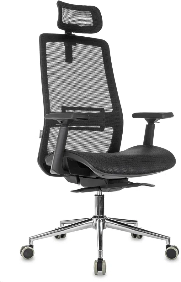 Кресло эргономичное Бюрократ MC-912-H черный сетка с подголов. крестов. металл хром