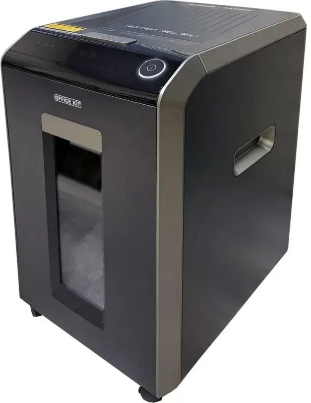 Шредер Office Kit SA200M1,9х10 черный/серый с автоподачей (секр.P-5) фрагменты 220лист. 40лтр. скобы пл.карты