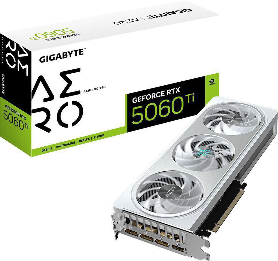 Видеокарта Gigabyte PCI-E 5.0 GV-N506TAERO OC-16GD 1.0 NVIDIA GeForce RTX 5060TI 16Gb 128bit GDDR7 2572/28000 HDMIx1 DPx3 HDCP Ret