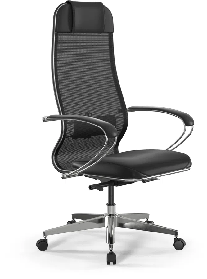 Кресло Метта ErgoLife Comfort черный сиденье черный сетка с подголов. крестов. металл хром