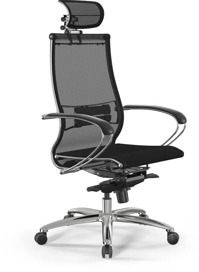 Кресло Метта Samurai S-2 черный сиденье черный сетка с подголов. крестов. металл хром