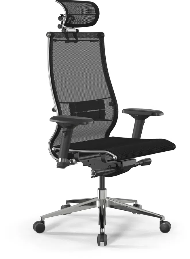 Кресло Метта Samurai S-3 черный сиденье черный сетка с подголов. крестов. металл хром