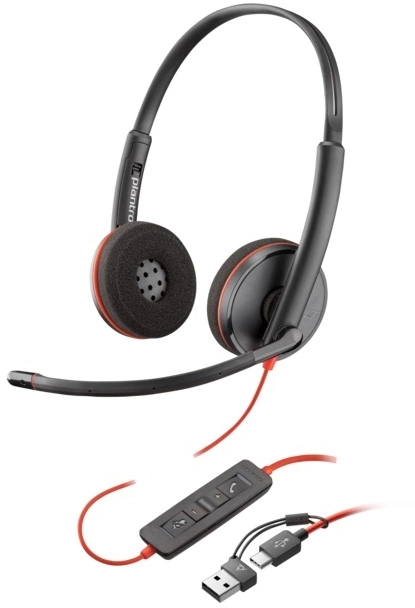 Наушники с микрофоном Poly Blackwire 3220 черный накладные USB оголовье (8X228A6)