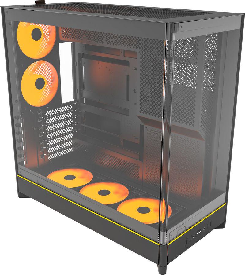Корпус Montech HS02 PRO черный без БП ATX 4x140mm 2xUSB3.0 audio bott PSU