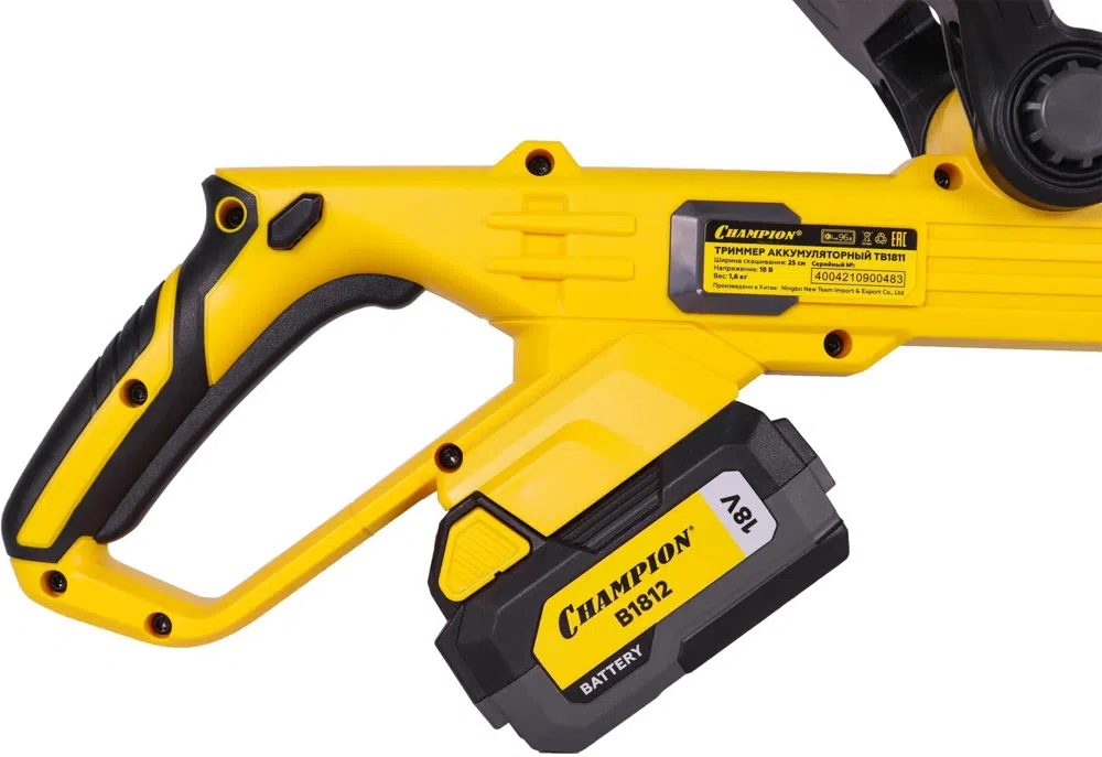 Триммер электрический Champion TB1811 аккум. неразбор.штан. реж.эл.:нож упак.:1шт.