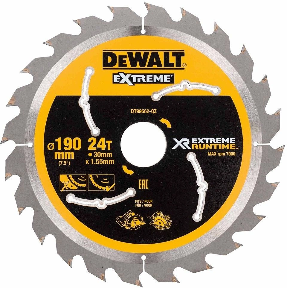 Диск пильный по дер. DeWalt DT99562 (00006667319) d=190мм d(посад.)=30мм (торцовочные пилы)