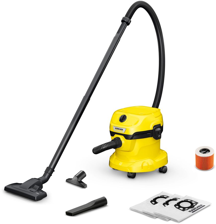 Строительный пылесос Karcher WD 2 Plus V-12/6/18/C Home 1000Вт (уборка: сухая/сбор воды) желтый