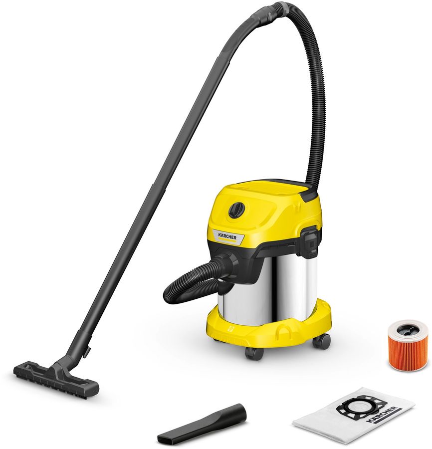 Строительный пылесос Karcher WD 3 S V-15/4/20 1000Вт (уборка: сухая/сбор воды) желтый