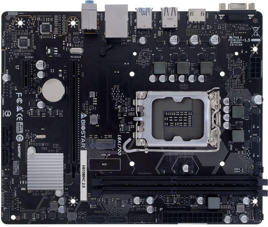 Материнская плата Biostar H610MHC 2.0 Soc-1700 Intel H610 2xDDR4 mATX AC`97 8ch(7.1) GbLAN RAID+VGA+HDMI