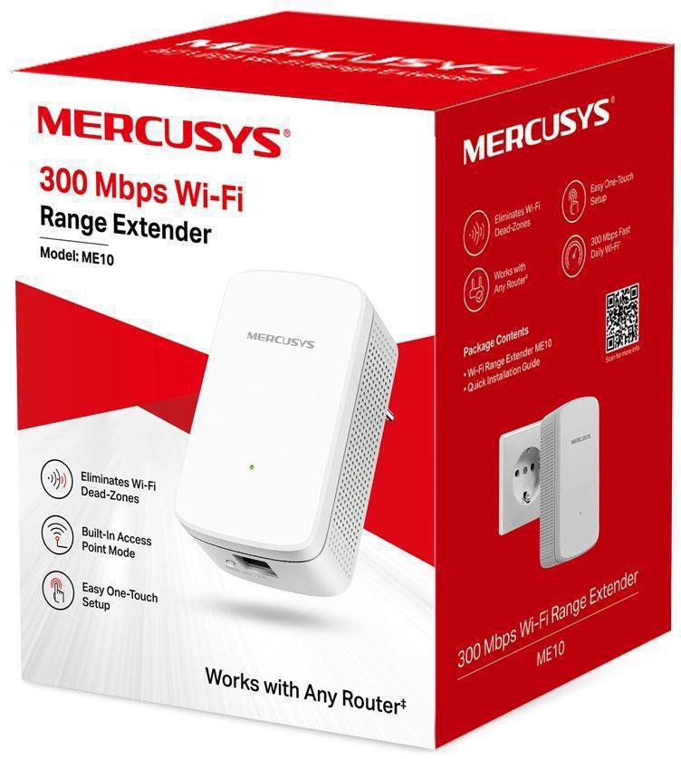 Повторитель беспроводного сигнала Mercusys ME10 N300 10/100BASE-TX белый