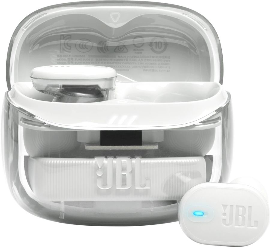 Гарнитура внутриканальные JBL Tune Buds 2 Ghost белый беспроводные bluetooth в ушной раковине (JBLTBUDS2GWHT)