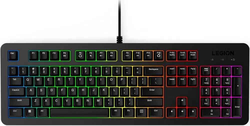 Клавиатура Lenovo K310 RGB черный USB for gamer LED (GY41N91872) кабель 1.8м