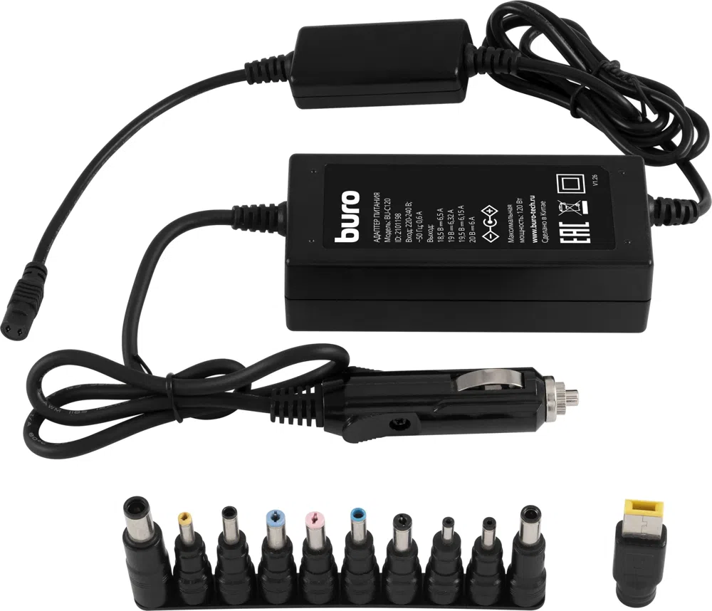 Блок питания Buro BU-C120 ручной 70W 12V-20V 11-коннект. от прикуривателя