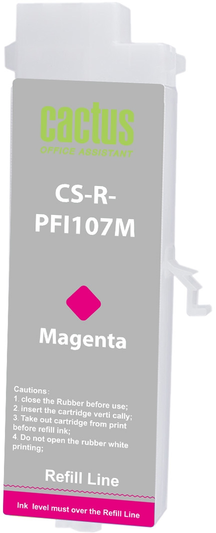 Картридж перезаправляемый струйный Cactus CS-R-PFI107M пурпурный (260мл) для Canon imageProGRAF iPF670/680/685/770/780/785 без чипа
