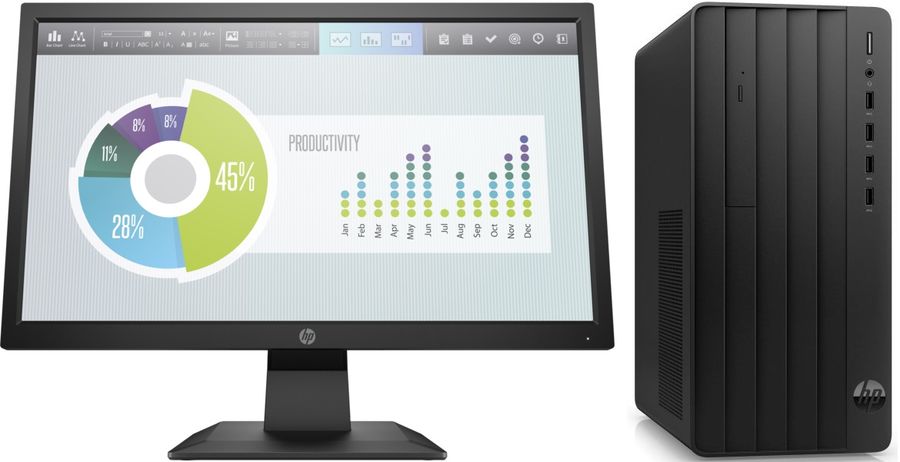 ПК HP 290 G9 MT i3 12100 (3.3) 8Gb SSD512Gb UHDG 730 Windows 11 Pro GbitEth 180W kb мышь клавиатура черный монитор в комплекте P204 (9M936AT/W11P)