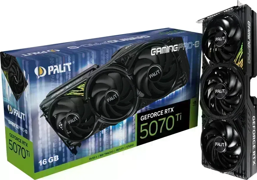 Видеокарта Palit PCI-E 5.0 PA-RTX5070Ti GAMINGPRO-S NVIDIA GeForce RTX 5070TI 16Gb 256bit GDDR7 2295/28000 HDMIx1 DPx3 HDCP Ret