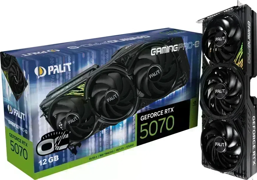 Видеокарта Palit PCI-E 5.0 PA-RTX5070 GAMINGPRO-S OC NVIDIA GeForce RTX 5070 12Gb 192bit GDDR7 2325/28000 HDMIx1 DPx3 HDCP Ret