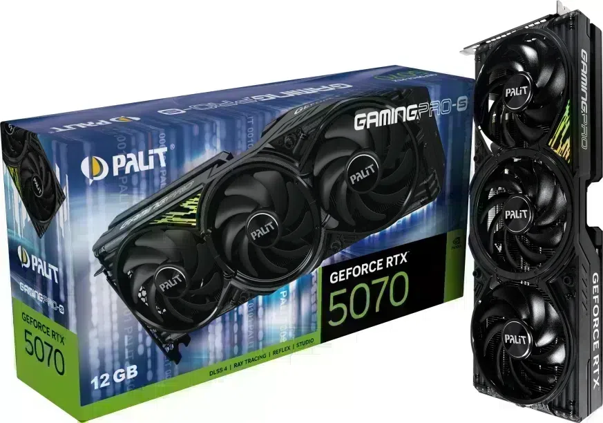 Видеокарта Palit PCI-E 5.0 PA-RTX5070 GAMINGPRO-S NVIDIA GeForce RTX 5070 12Gb 192bit GDDR7 2325/28000 HDMIx1 DPx3 HDCP Ret