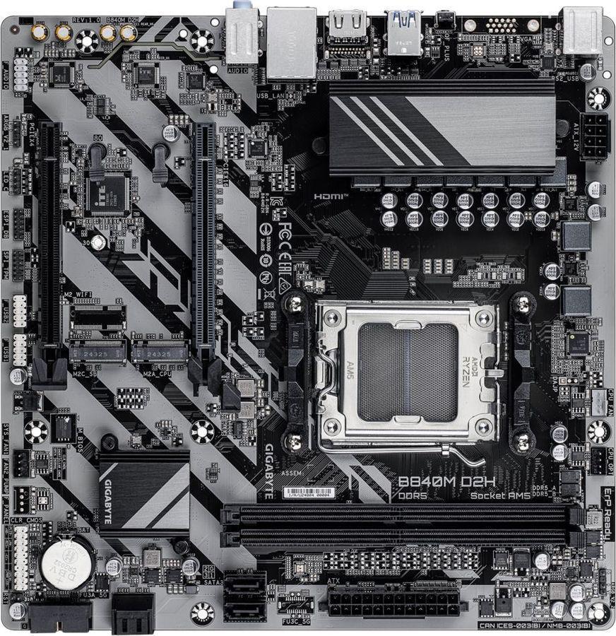 Материнская плата Gigabyte B840M D2H SocketAM5 AMD B840 2xDDR5 mATX AC`97 8ch(7.1) 2.5Gg RAID+HDMI