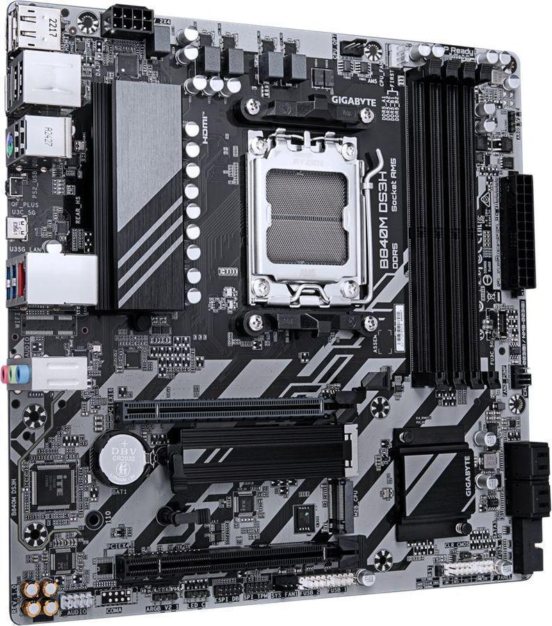 Материнская плата Gigabyte B840M DS3H Socket AM5 AMD B840 4xDDR5 mATX AC`97 8ch(7.1) 2.5Gg RAID+HDMI+DP