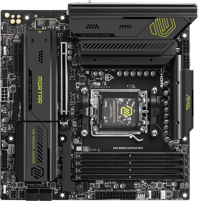 Материнская плата MSI MAG B850M MORTAR WIFI SocketAM5 AMD B850 4xDDR5 mATX AC`97 8ch(7.1) 5Gigabit RAID+HDMI