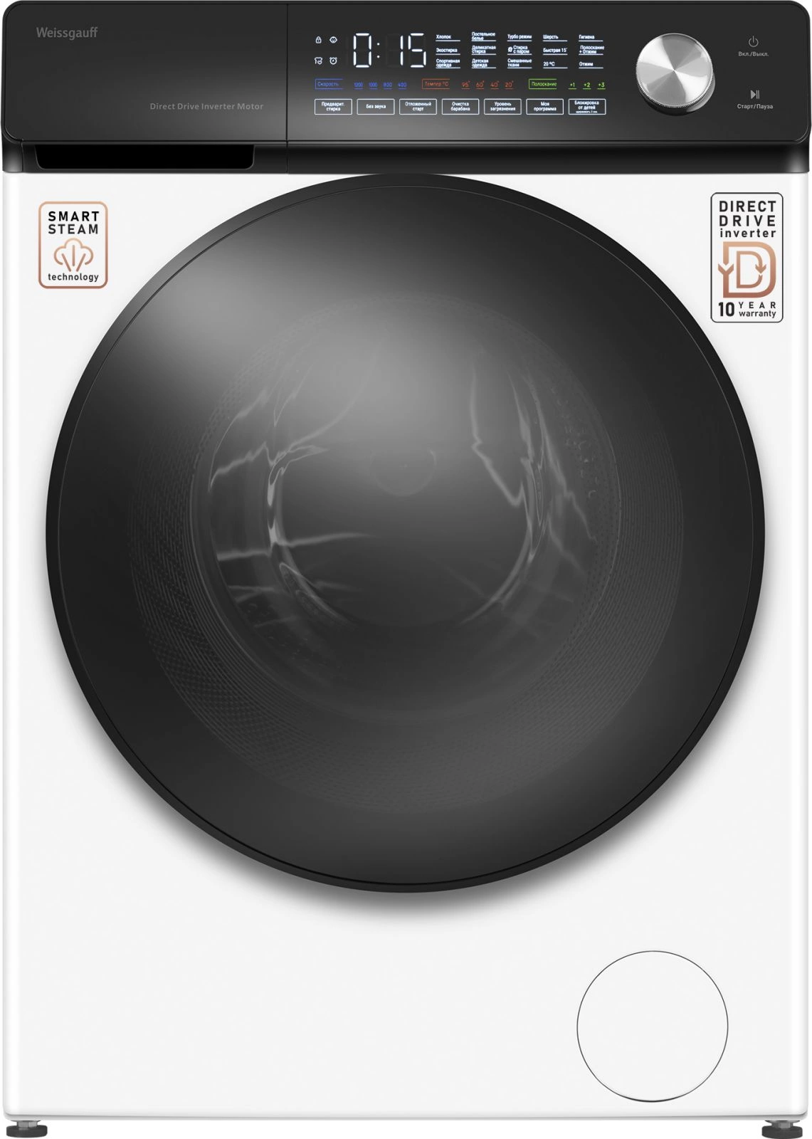 Стиральная машина Weissgauff WM 45126 Steam Direct Drive класс: A+++ загр.фронтальная макс.:6кг белый инвертер