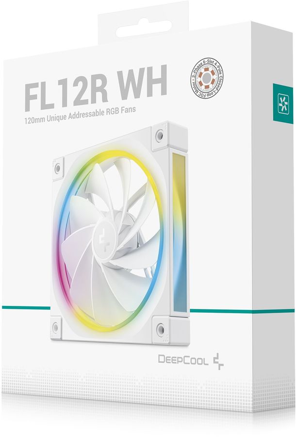 Вентилятор для корпуса Deepcool FL12R Wh Reverse ARGB 120х120x25 белый 4-pin 33.9дБ (R-FL12R-WHAPN1-G) Ret
