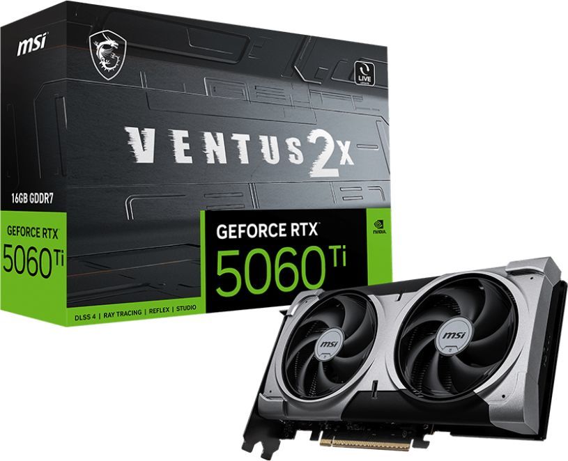 Видеокарта MSI PCI-E 5.0 RTX 5060 TI 16G VENTUS 2X PLUS NVIDIA GeForce RTX 5060TI 16Gb 128bit GDDR7 2572/28000 HDMIx1 DPx3 HDCP Ret