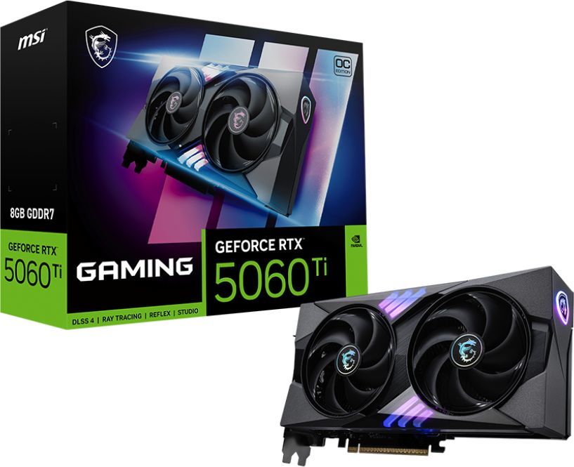 Видеокарта MSI PCI-E 5.0 RTX 5060 TI 8G GAMING OC NVIDIA GeForce RTX 5060TI 8Gb 128bit GDDR7 2647/28000 HDMIx1 DPx3 HDCP Ret