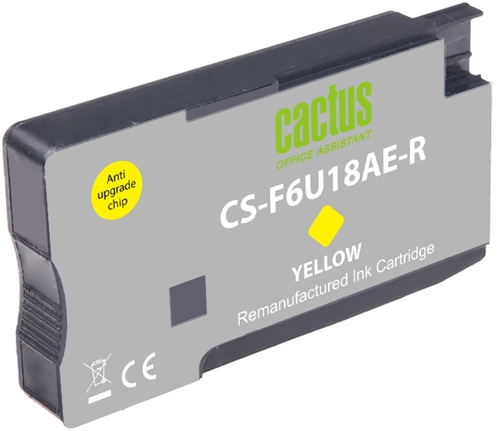 Картридж струйный Cactus CS-F6U18AE-R 953XL желтый (24мл) для HP OJ Pro 7740/8210/8218/8710/8715 с чипом