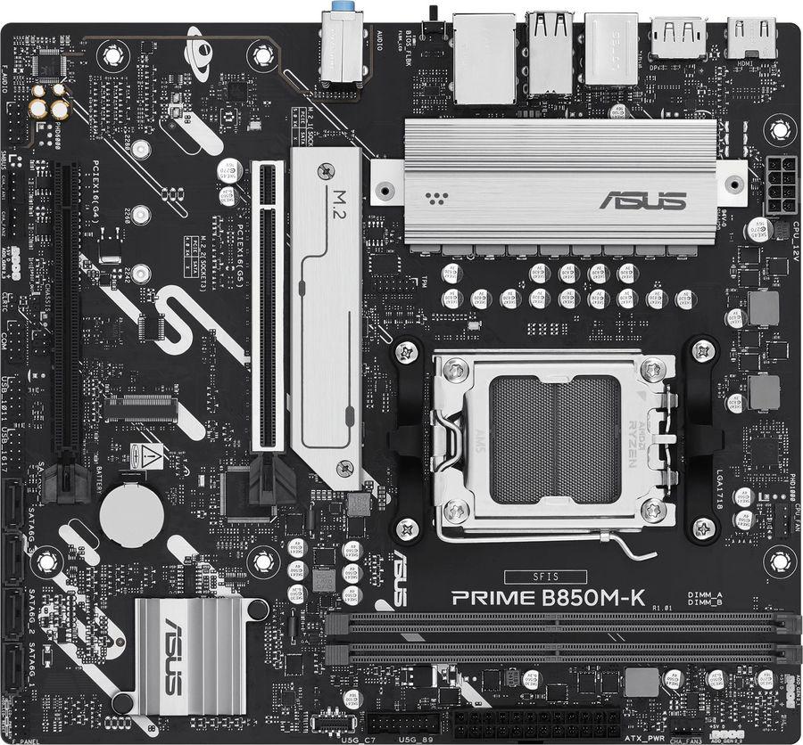 Материнская плата Asus PRIME B850M-K SocketAM5 AMD B850 2xDDR5 mATX AC`97 8ch(7.1) 2.5Gg RAID+HDMI+DP