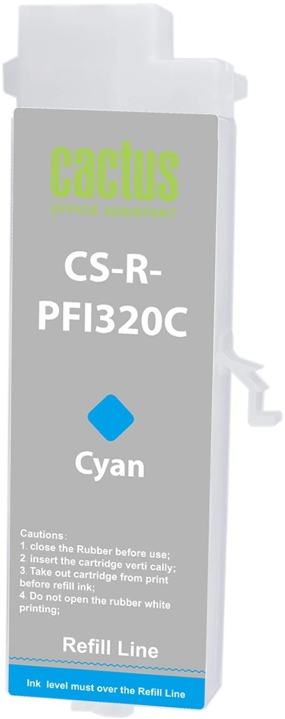 Картридж перезаправляемый струйный Cactus CS-R-PFI320C PFI-320C голубой (260мл) для Canon imagePrograf TM-200/200MFP/205/300/300MFP/305/250/255/350/355 без чипа