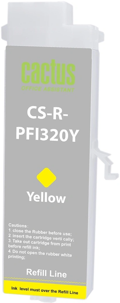 Картридж перезаправляемый струйный Cactus CS-R-PFI320Y PFI-320Y желтый для Canon imagePrograf TM-200/200MFP/205/300/300MFP/305/250/255/350/355 без чипа