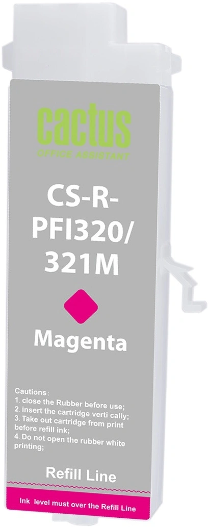 Картридж перезаправляемый струйный Cactus CS-R-PFI320M-CHIP PFI-320M пурпурный (260мл) для Canon imagePrograf TM-200/200MFP/205/300/300MFP/305 с чипом