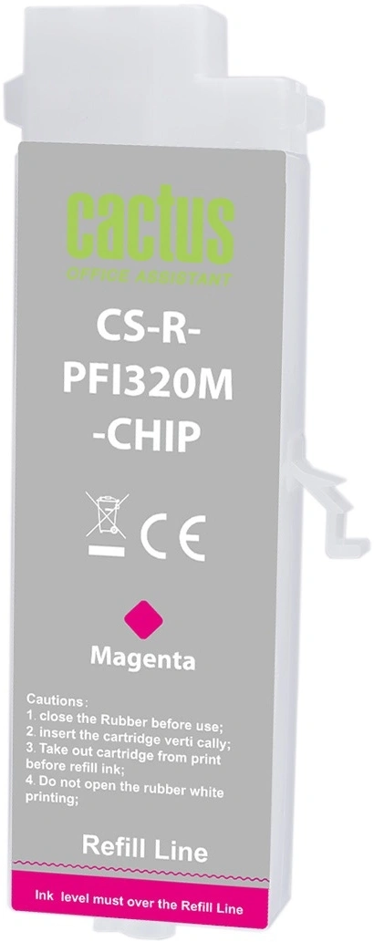 Картридж перезаправляемый струйный Cactus CS-R-PFI321M-CHIP PFI-321 пурпурный (260мл) для Canon imagePROGRAF TM-250/TM-255/TM-350/TM-355 с чипом
