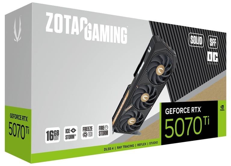 Видеокарта Zotac PCI-E 5.0 RTX 5070TI SOLID SFF OC NVIDIA GeForce RTX 5070TI 16Gb 256bit GDDR7 2482/28000 HDMIx1 DPx3 HDCP Ret