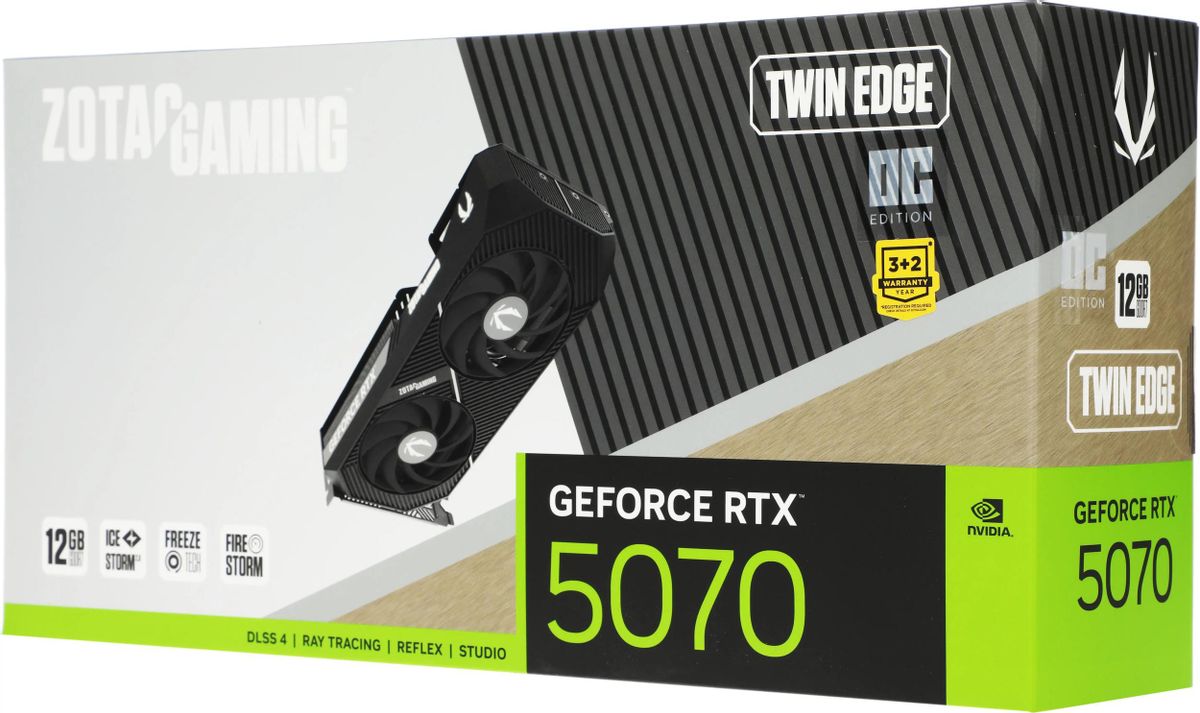 Видеокарта Zotac PCI-E 5.0 RTX 5070 TWIN EDGE OC NVIDIA GeForce RTX 5070 12Gb 192bit GDDR7 2542/28000 HDMIx1 DPx3 HDCP Ret