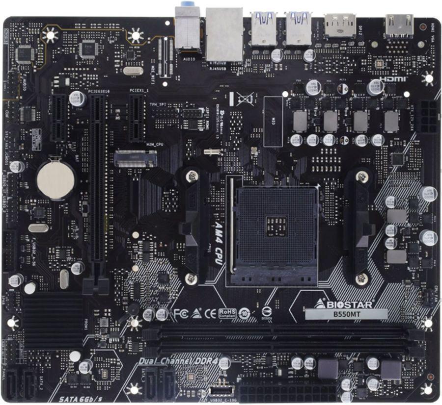 Материнская плата Biostar B550MT Soc-AM4 AMD B550 2xDDR4 mATX AC`97 8ch(7.1) GbLAN RAID+HDMI+DP