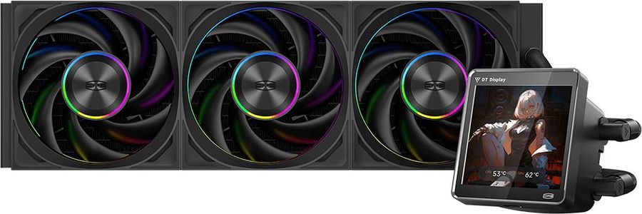 Система водяного охлаждения PcCooler DT360 Display ARGB Soc-AM5/AM4/1200/1700/1851 черный 4-pin 15-33.1dB Al LCD 320W Ret (DT360-BKAWXY-GL)