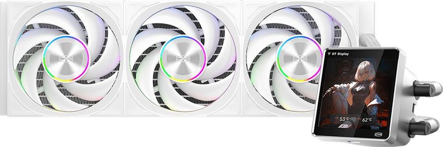 Система водяного охлаждения PcCooler DT360 Display ARGB Soc-AM5/AM4/1200/1700/1851 белый 4-pin 15-33.1dB Al LCD 320W Ret (DT360-WHAWXY-GL)