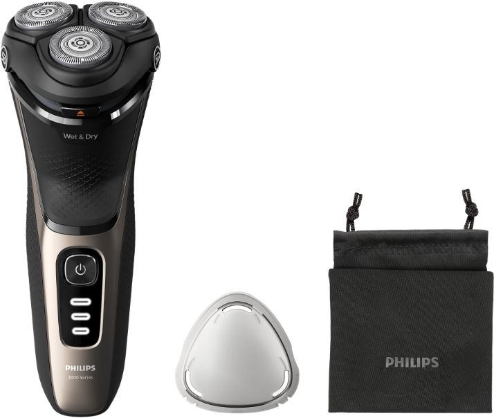 Бритва роторная Philips S3242/12 реж.эл.:3 питан.:аккум. черный/серебристый