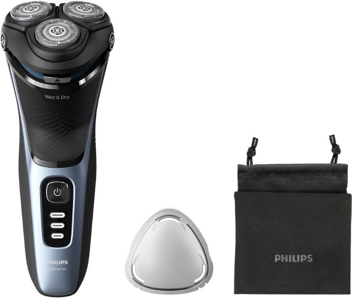 Бритва роторная Philips S3243/12 реж.эл.:3 питан.:аккум. голубой/серебристый